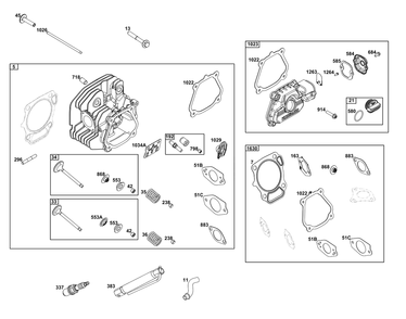Cylinder Head Group Diagram and Parts List for 25V337-0065-G1  Briggs and Stratton Engine